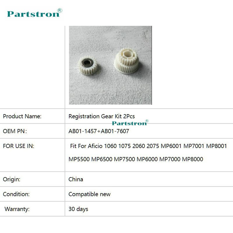 2 einstellen Registrierung Getriebe Bausatz 2 Stck AB01-1457 + AB01-7607 Für Höhle einsatz in Ricoh 5500 6500 7500 6000 7000 8000 6001 7001 8001 1075 2075