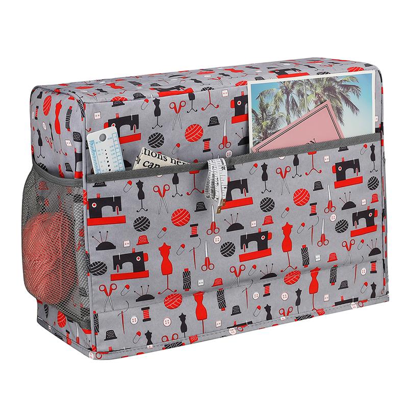 Sewing Machine Cover Cotton Canvas Dust Cover Protector with Pockets for Most Standard Sewing Machines