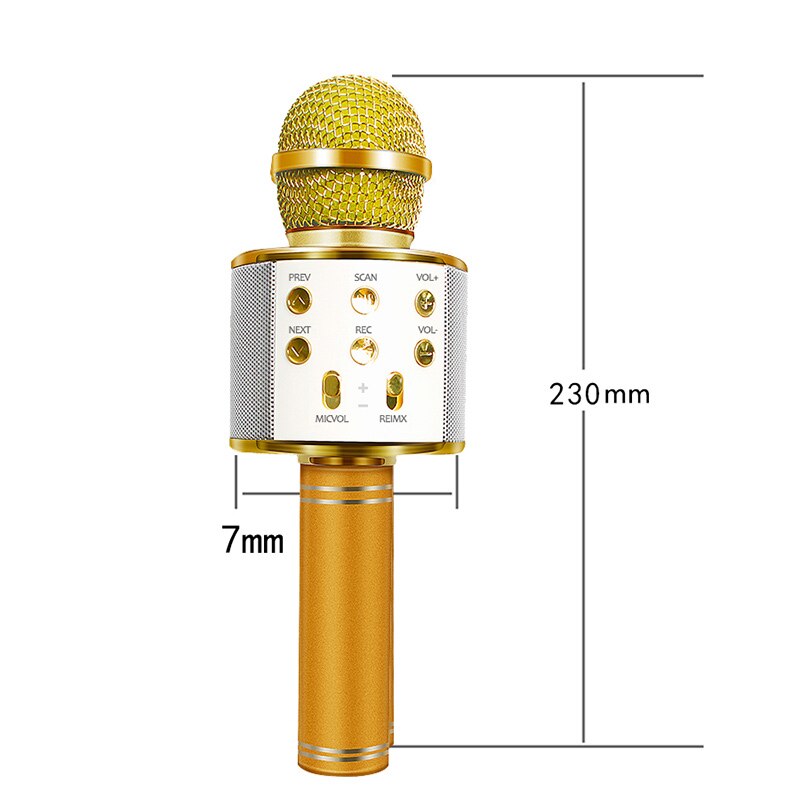 WS-858 Bluetooth Wireless Microphone Handheld Karaoke Mic USB Mini Home KTV For Music Playing Singing Speaker Player