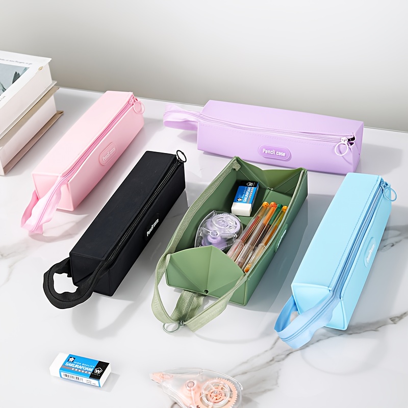 Estuche de lápices de silicona, organizador duradero y portátil para útiles escolares, elementos esenciales de oficina y accesorios de viaje, 1 ud.