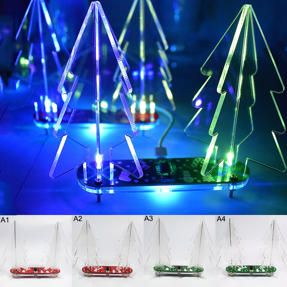 DIY Weihnachten Baum Bausatz Bunte Leicht Machen LED Licht Acryl Weihnachten Baum mit Musik Elektronische Lernen Bausatz Modul Spielzeug