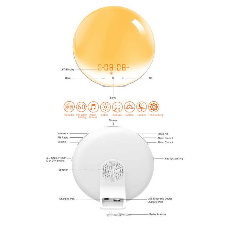 Réveil intelligent WiFi avec Radio FM, alarme de jour de travail, veilleuse numérique, application Tuya, fonctionne avec Alexa Google Home