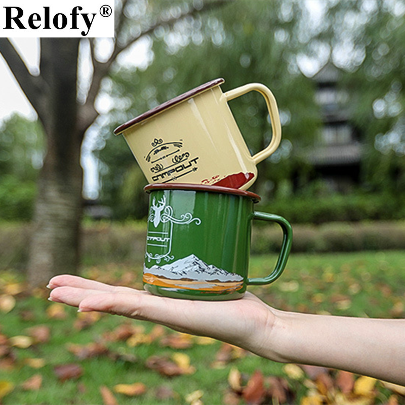 270ml Outdoor Camp Enamel Beer Mug Home Accommodation Wine Cup Coffee Thickers Mugs Family Juice Water Drinking Beverage Utensil