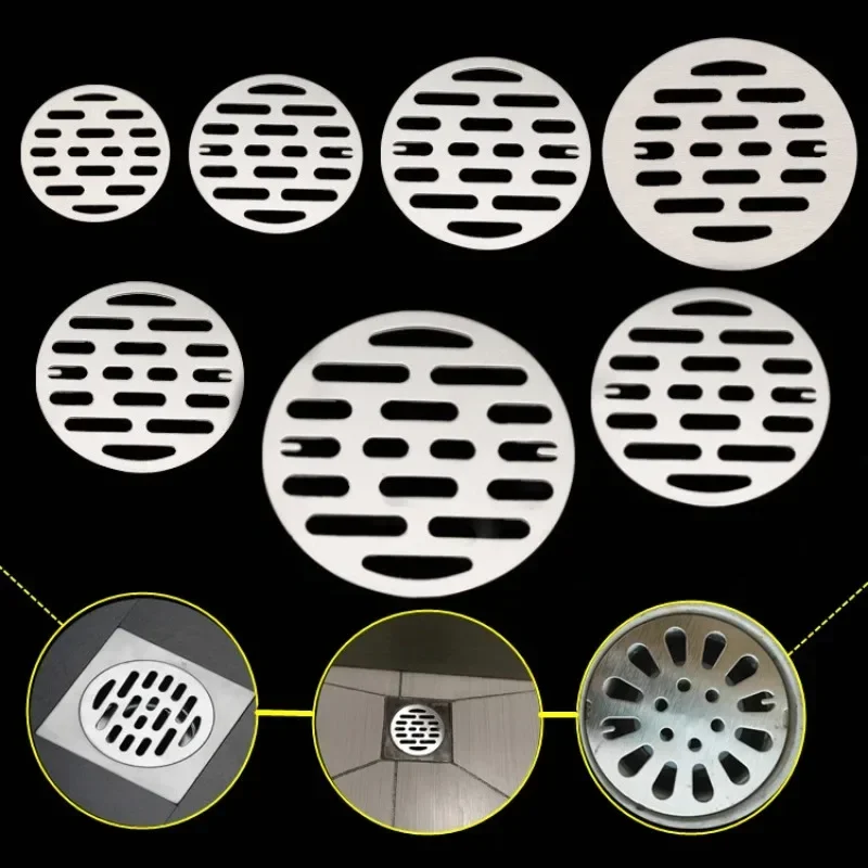 Universal Stainless Steel Round Floor Drains Cover Plate Sink Strainer Anti-clogging Shower Drains Hair Catcher Bathroom Fixture