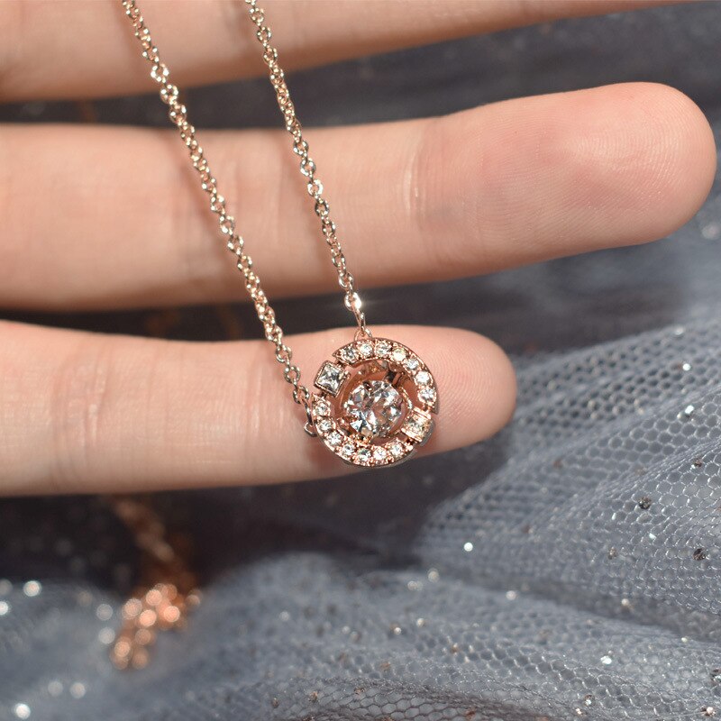 femmes battant coeur collier amoureux saint valentin collier ras du cou bijoux: Rose Gold White Crystal
