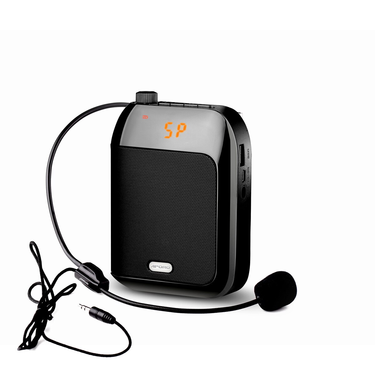 15w kablet megafon bærbar stemmeforstærker bærbar headset mikrofon 2400 mah big power musikafspiller til undervisning: Sort