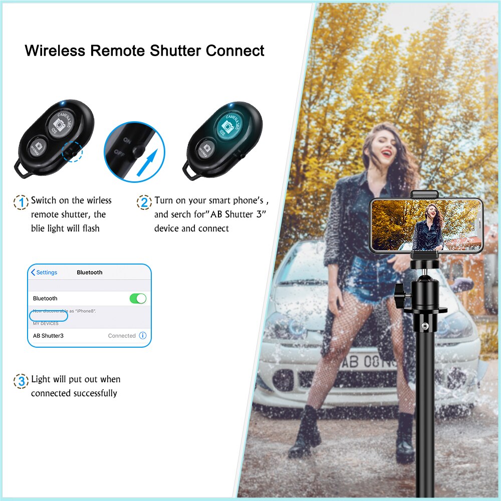 Treppiede SH Selfie 1/4 treppiede in alluminio con testa a vite per supporto per telefono fotocamera digitale con telecomando compatibile con Bluetooth