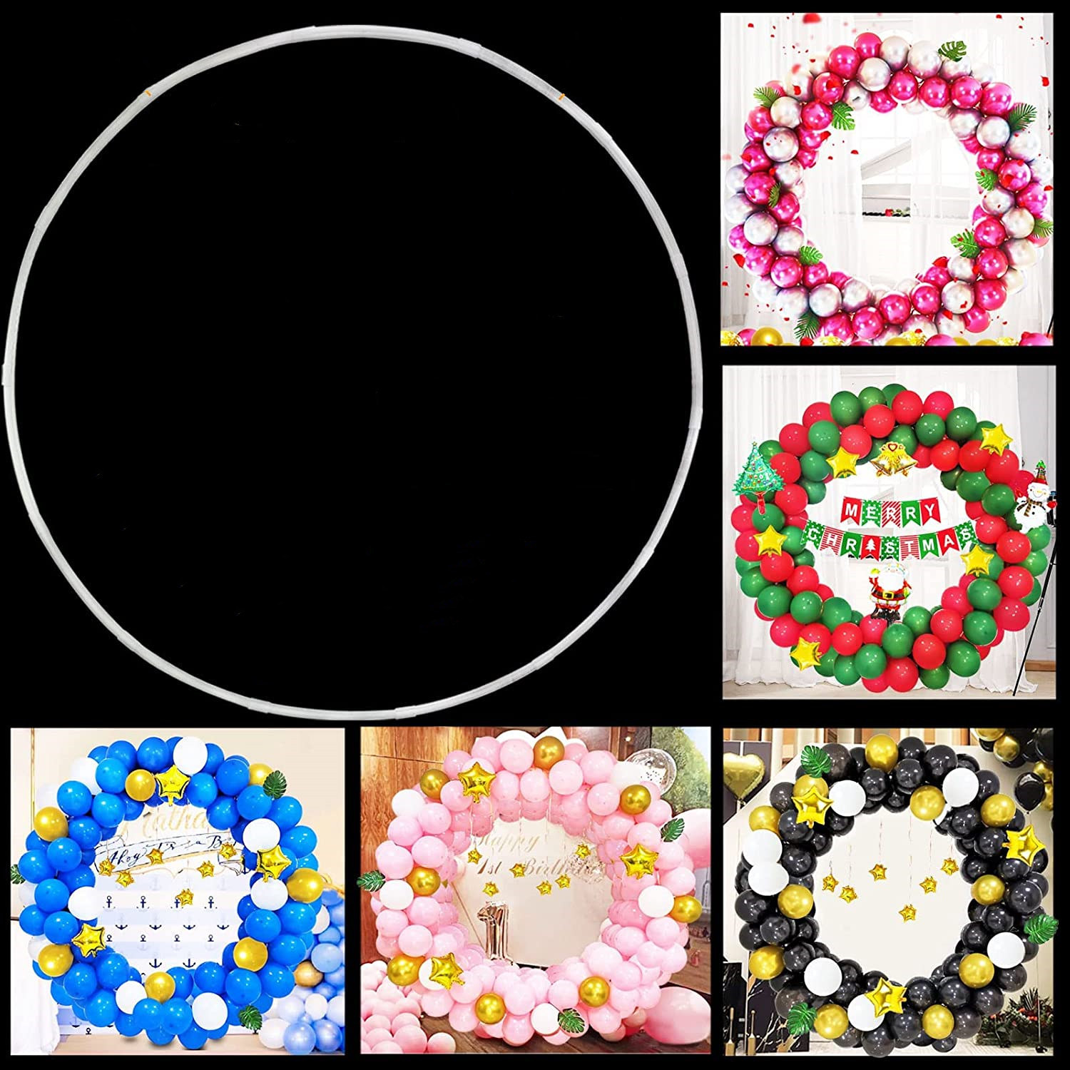 80/100/150cm plastballongbågar ringar gör-det-själv kransram hållare cirkel ballongpelare babyshower födelsedag bröllopsfestdekorationer