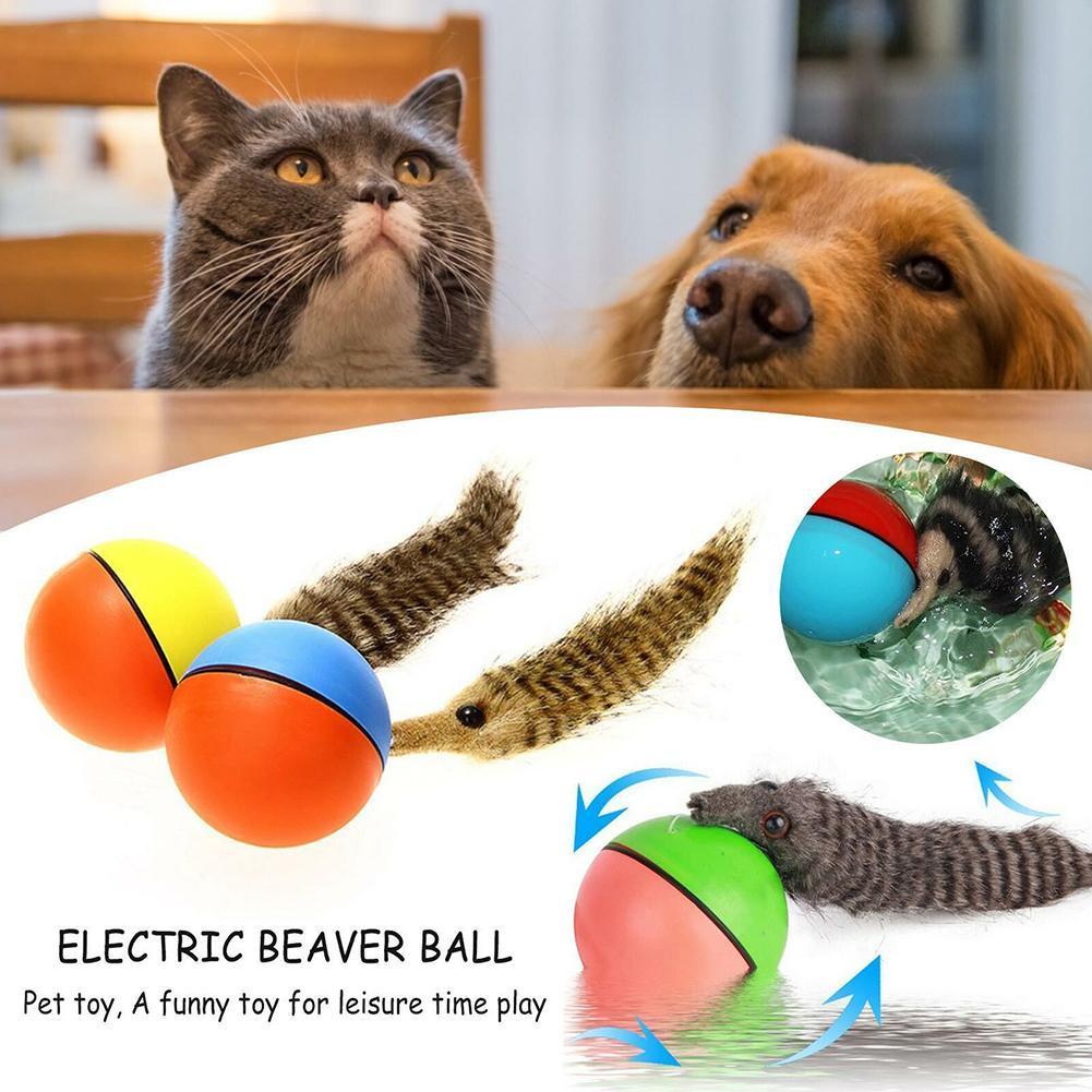 1PC Electric Pet Dog Cat Toys Beaver Weasel Toy Rolling Jump Balls Toys For Dog Puppy Dogs Funny Moving Toys Pet Supplies Random