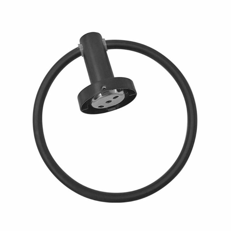 Roestvrij Staal Ronde Handdoek Ring Wall Opknoping Matte Black Handdoekenrek Kleding Beugel Badkamer Hardware Armatuur