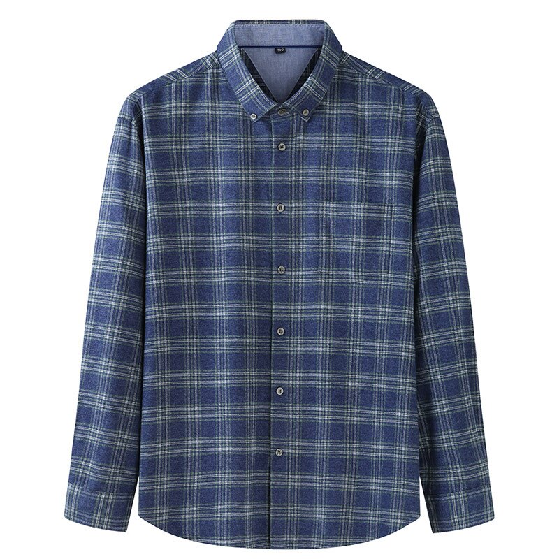 Tykke høst herre rutete fritidsskjorter med lange armer flanell pluss størrelse 2 xl 3 xl 4 xl 5 xl 6 xl 7 xl 8 xl 10xl: En / Xxxl