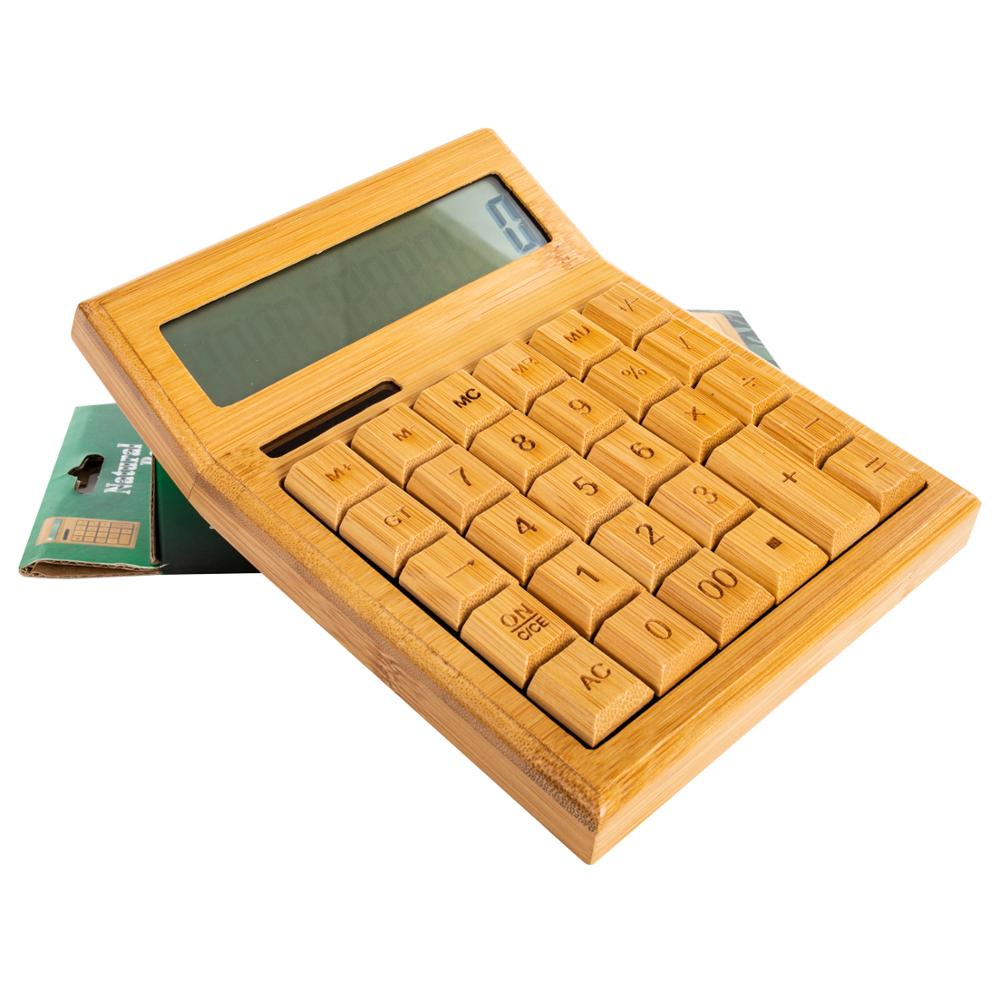Panel Solar Bamboo Calculator jumbo 12 Digit LCD Display Office school calculator small mini personal student calculator