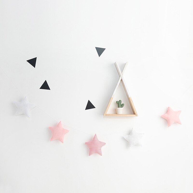 Guirnaldas de estrellas de vivero hechas a mano para niños, decoración de pared de habitación de Navidad para niños, accesorios de fotografía, decoraciones para habitación de bebé: Rojo claro