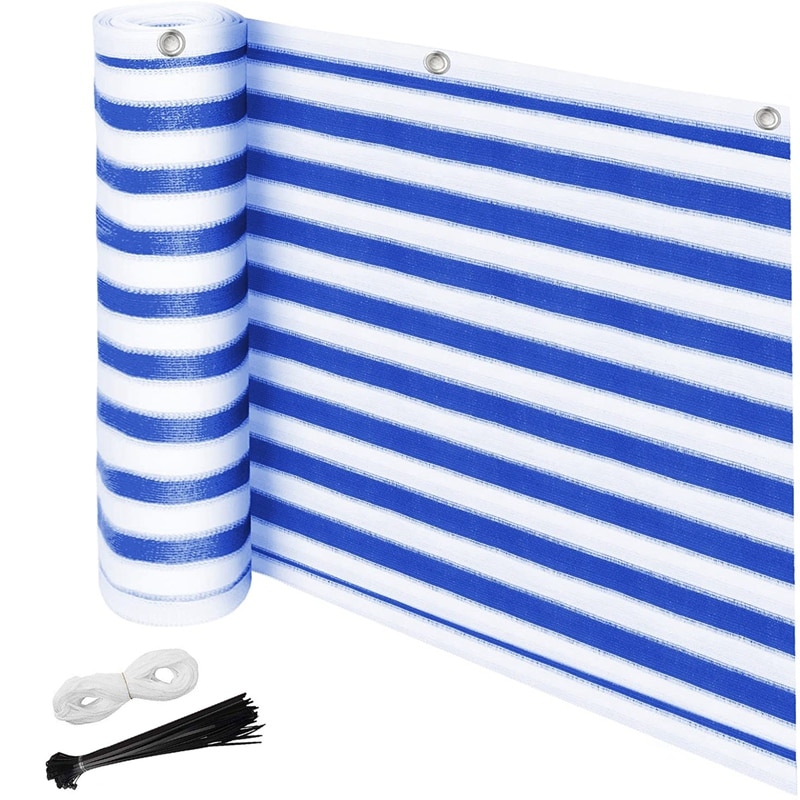 Balcony Privacy Sn Wind Breaker Garden Sn for UV, Sun & Wind Protection PE Outdoor Sn Blue/White 90X500cm