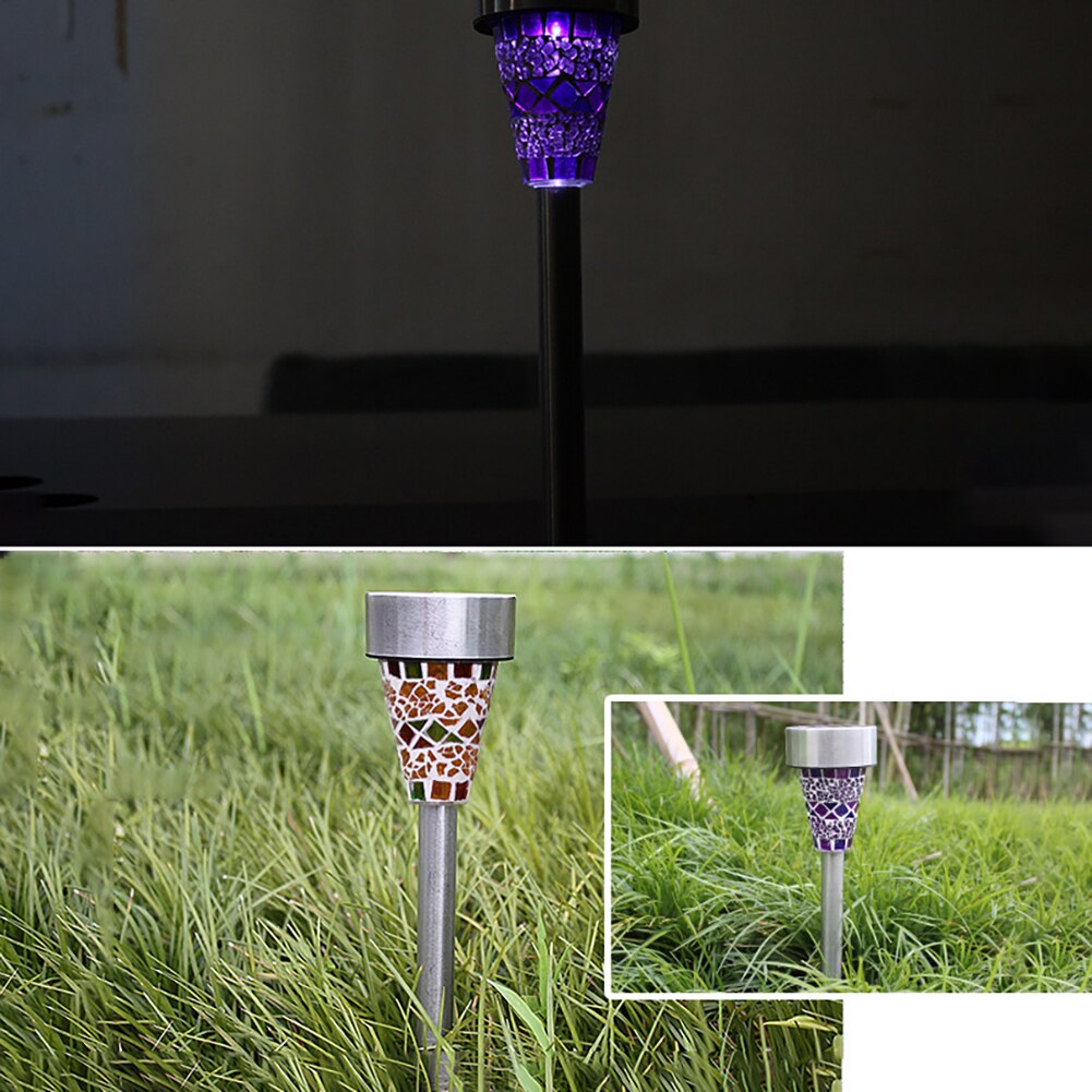 Solar Tuinverlichting Outdoor Decoratieve Mozaïek Glas Pathway Led Solar Landschap Verlichting Voor Gazon Path