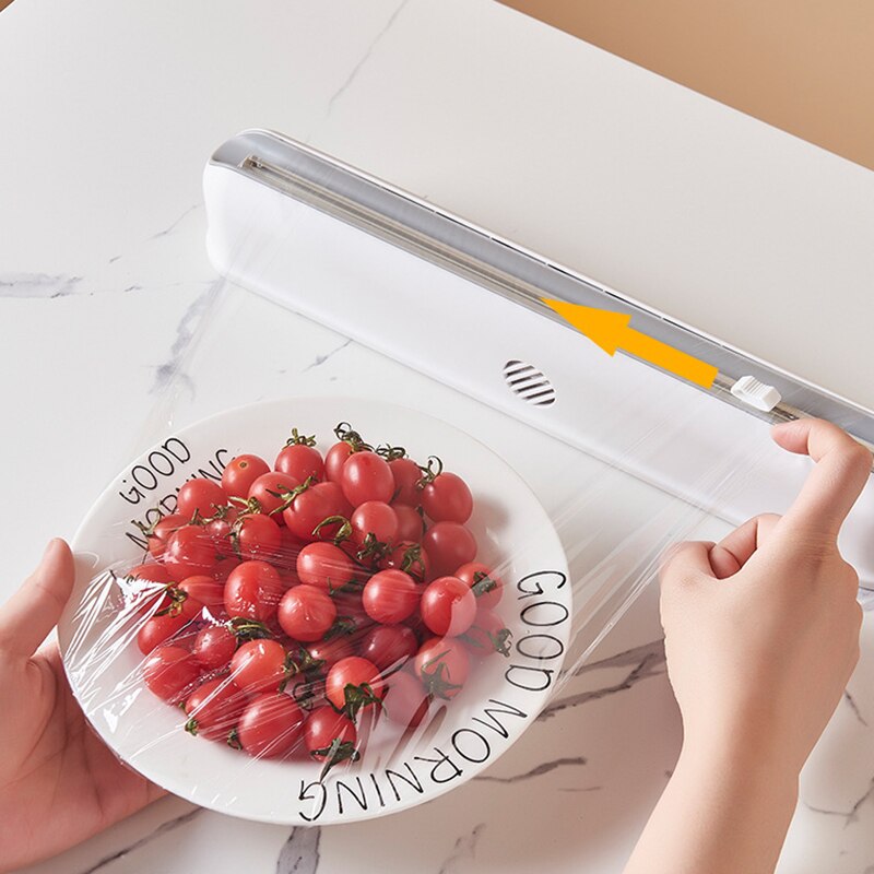 Eten Wrap Dispenser Cutter Folie Vershoudfolie Wrap Dispenser Plastic Sharp Cutter Opslag Houder Keuken Tool Punch-Gratis Vaststelling