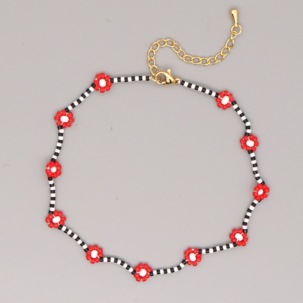 gehen2Boho Boho Distel MGBDB Schwarz Und Weiß Reis Perle Fußkettchen Füße Mädchen Knöchel Körper Schmuck Fußkettchen Für Frauen