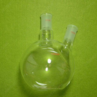 Platte Bodem Kolf, 1000 ML, 2 Hals, 24/40, Twee Hals, lab Glaswerk 24/40