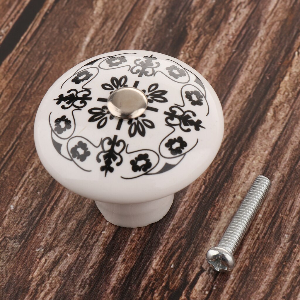 Antieke Keramische Cabninet Knop Voor Keuken Meubels Zwart & Wit: Style-A