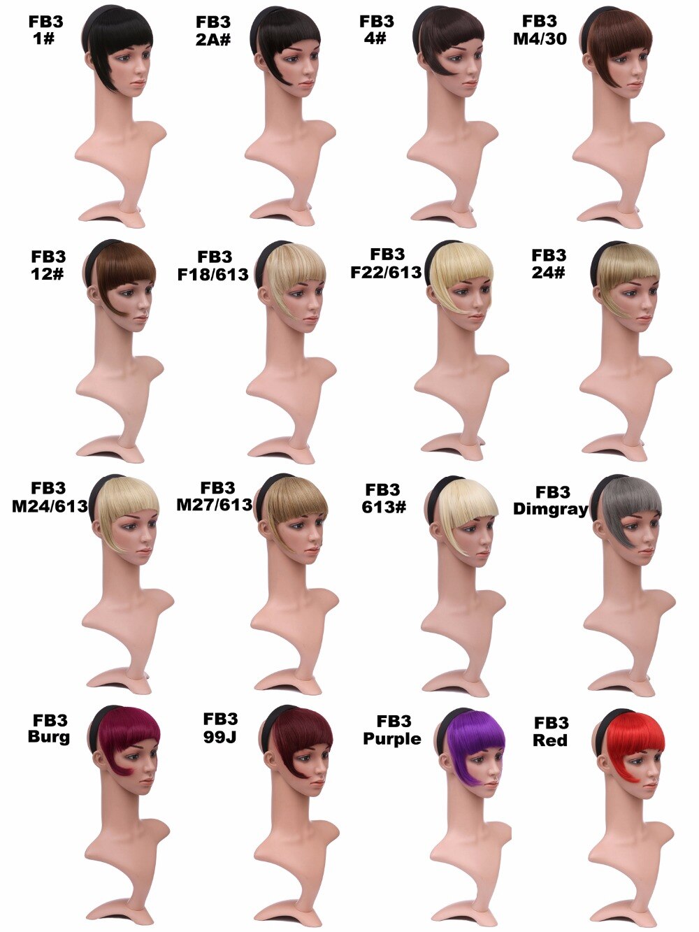 Girlshow – frange synthétique frange courte avec tresses, bandeau, frange émoussée FB3, 6 pouces, 16 couleurs disponibles, 50g, 1 pièce