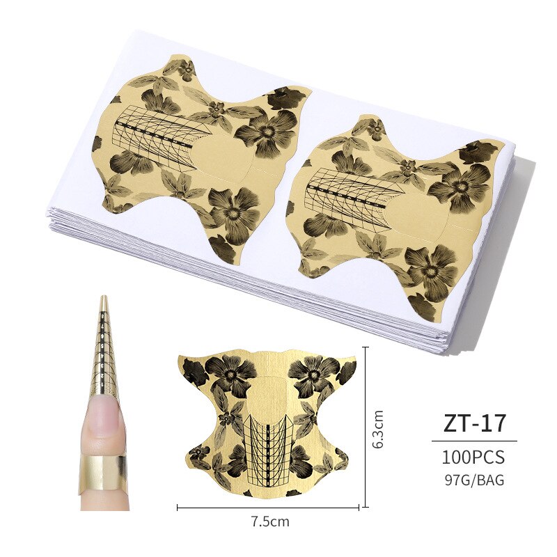 100 Pcs/Lot French Nail Form Tips Nail Extension Art Tools False Nails Art DIY Guide Forms Manicure Set Nail Forms Extension: 17