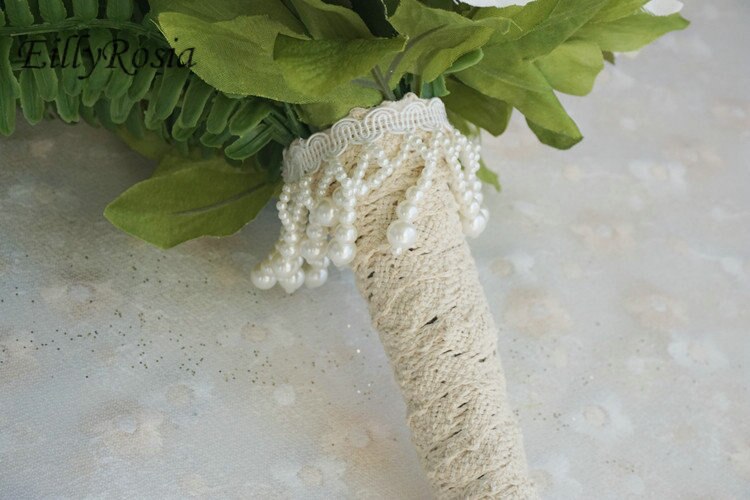 Simulation gouttelettes tenant fleurs cascade mariée Bouquet église romantique mariage décoration blanc Rose dentelle poignée