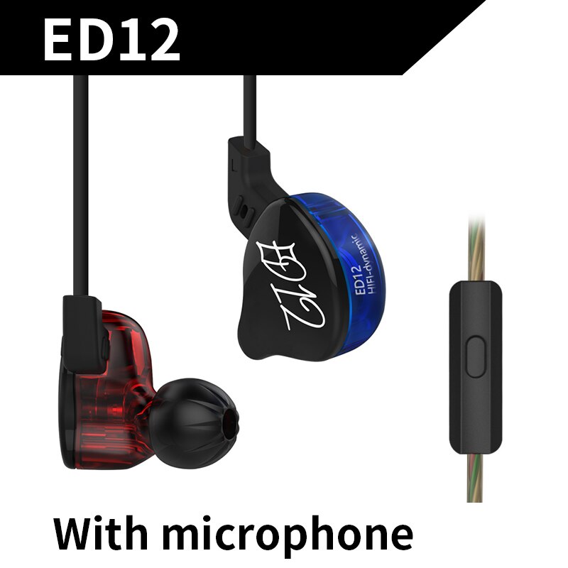 KZ ED12 Custom Stijl Oortelefoon Afneembare Kabel In Ear Audio Monitoren Geluidsisolerende HiFi Muziek Sport Oordopjes Met Microfoon: With mic
