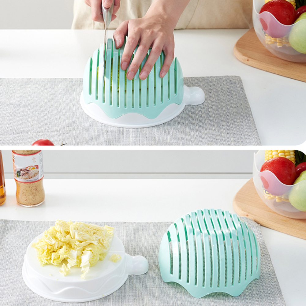 3 In1 Multifunction Salad Bowl Fruit Vegetable Cutting Bowl Kitchen Gadget Fruit Chopper Slicers Cutter Salad Maker