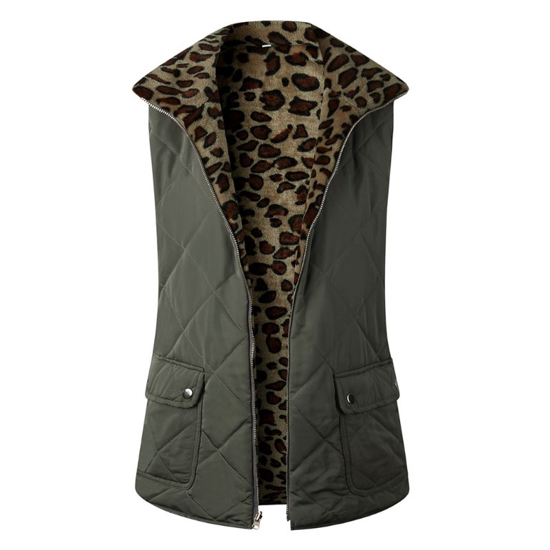 Vrouwen Mouwloze Fleece Jacket Winter Vest Vrouwelijke Slanke Omkeerbaar Vest Winddicht Warm Vest: DG / S