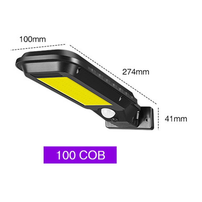 Solar Light Outdoor Solar Lamp Powered Sunlight Waterproof PIR Motion Sensor Street Light for Garden Decoration: 100COB