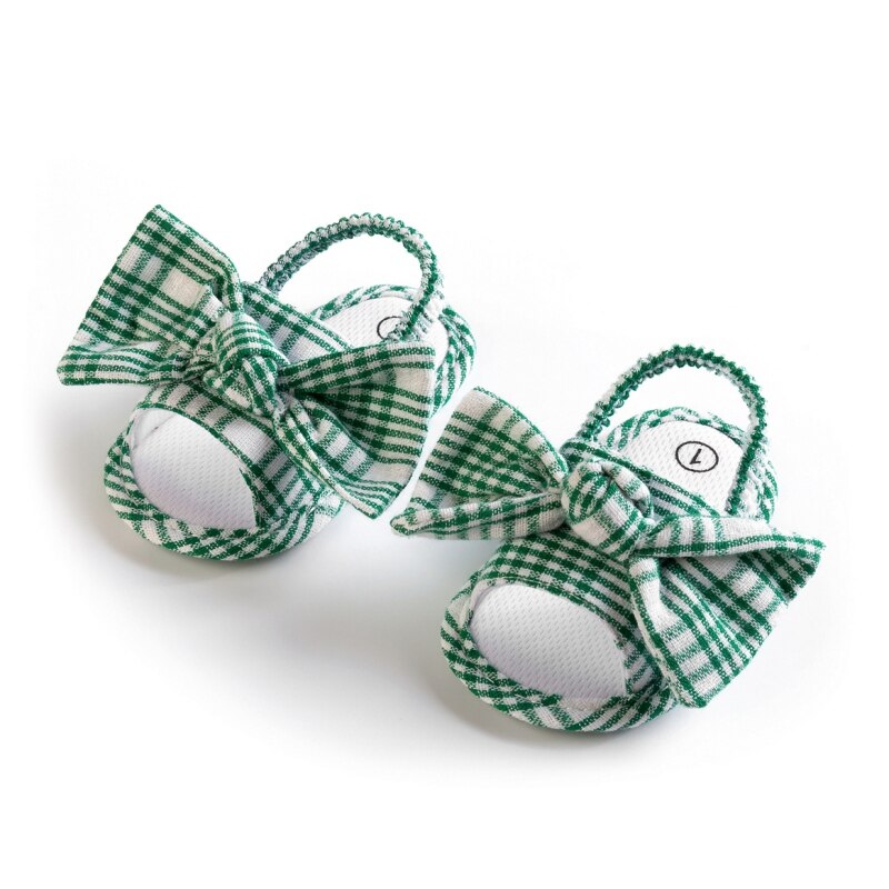 Sommer Neugeborenen Baby Mädchen Sandalen Anti Unterhose Weiche Sohle Plaid Kleinkind Erste Wanderschuhe Schuhe 0-18M lässig Bowknot Strand Schuhe: G / 13-18 Monate