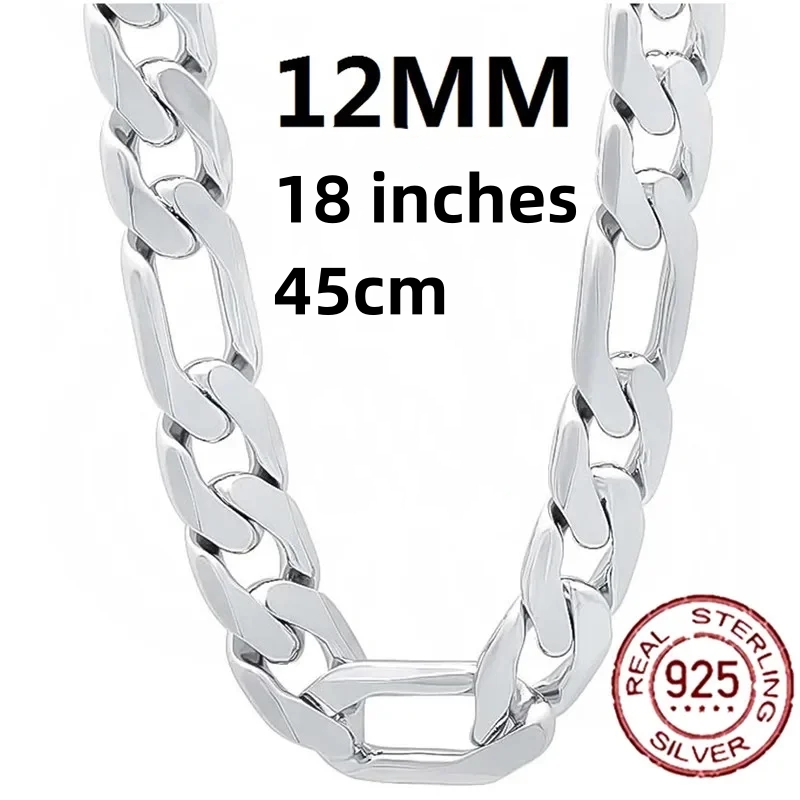 925 Sterling Zilveren Ketting Voor Mannen Klassieke 12 Mm Cubaanse Ketting 18-30 Inch Charm Mode-sieraden bruiloft: WHITE