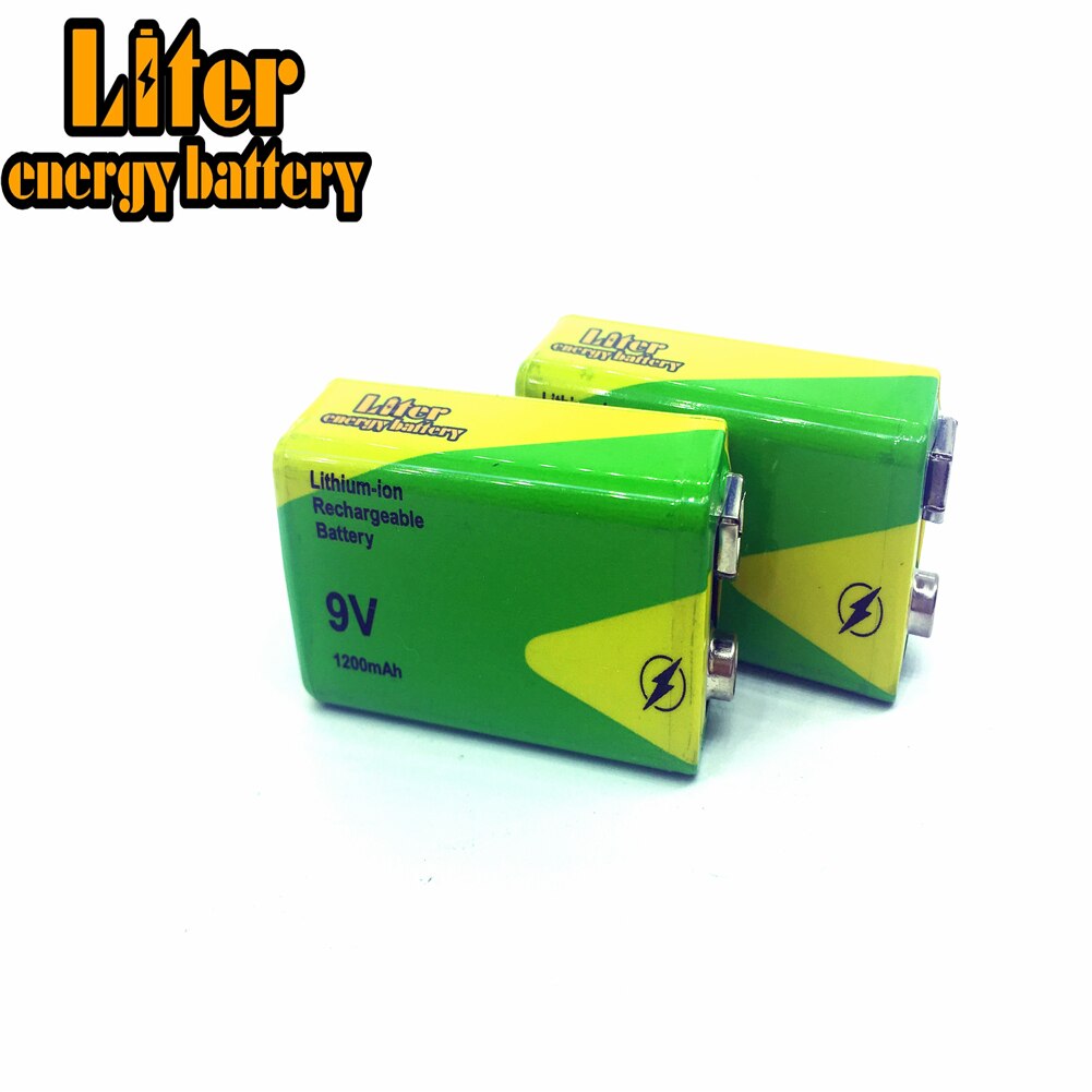 1/2/4 stuks Hoge Capaciteit 1200mah 9v Volt Oplaadbare Ni-Mh Batterijen 9 Voltage Nimh Instrumenten rookmelder Batterey Pack: 2 pieces