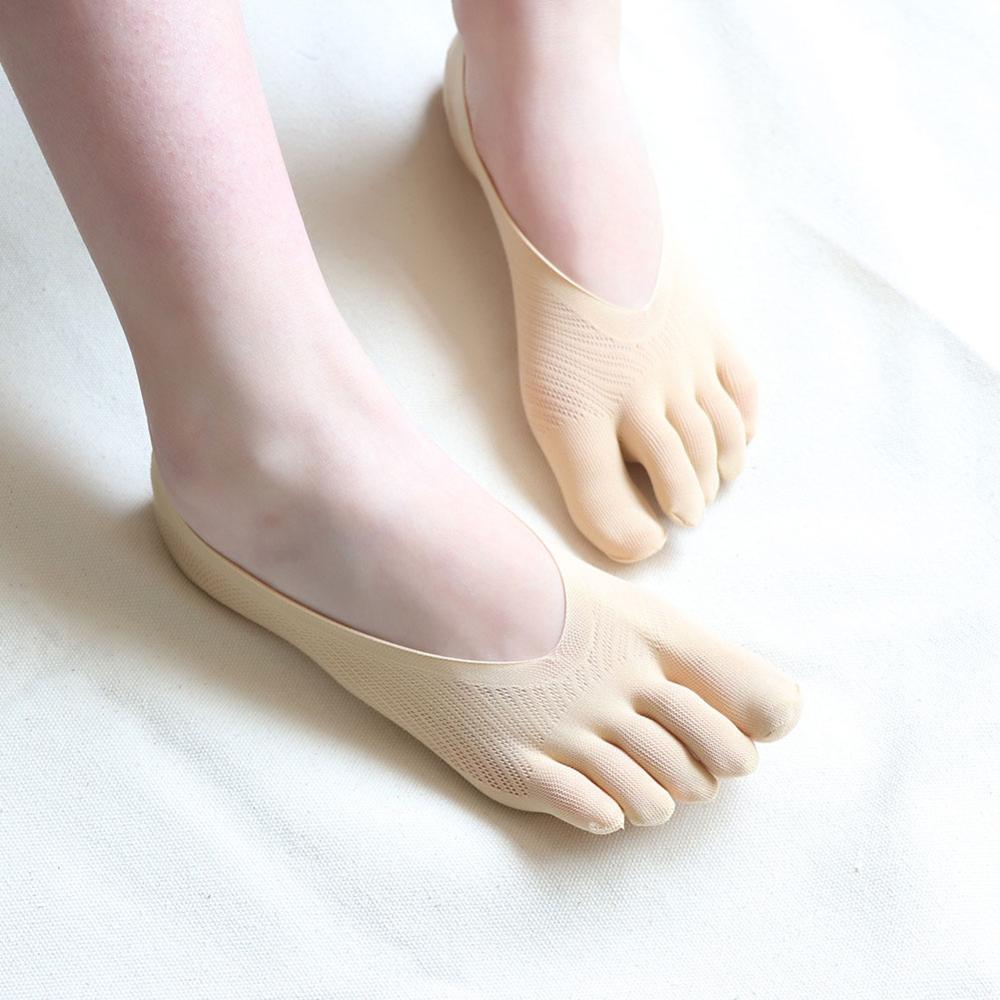 1 pair Women's Socks Socks Five Toe Sock Slippers Invisibility For Solid Color Five Finger Socks meias: Skin Color