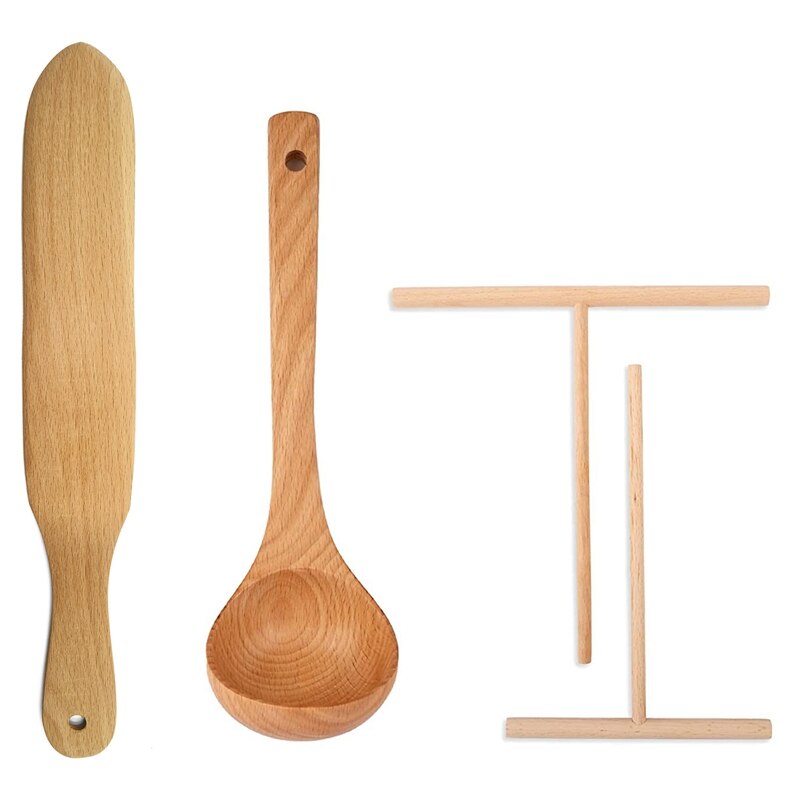 Crepe Spreader Spatula and Ladle Kit,Large and Medium Versatile Pancake Tool,Convenient Size for Nonstick Disc Pan Crepe: Default Title