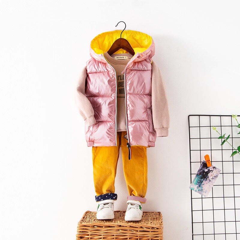 Mädchen Weste Art Weste freundlicher mit kapuze Oberbekleidung Winter Mäntel freundlicher Kleidung Warme Baumwolle Baby Jungen Für ändern 3-10 jahre alt: Rosa Jacke / 3T