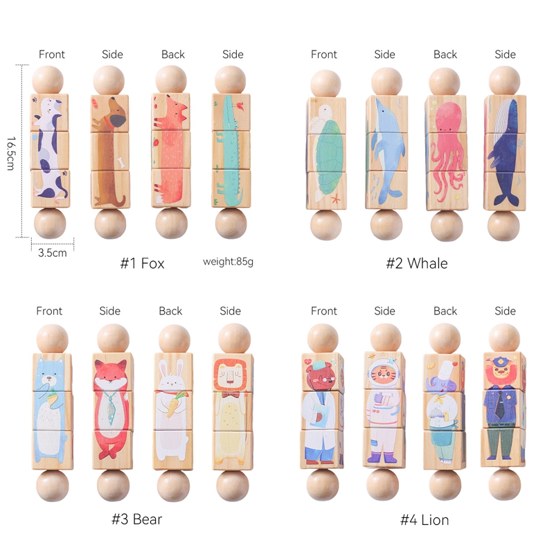 1pc Baby Wooden Rattle Toys Rotating Animal Matching Newborn Soothing Toy 0 12 Months Rotating Puzzle Montessori Toys for Babys