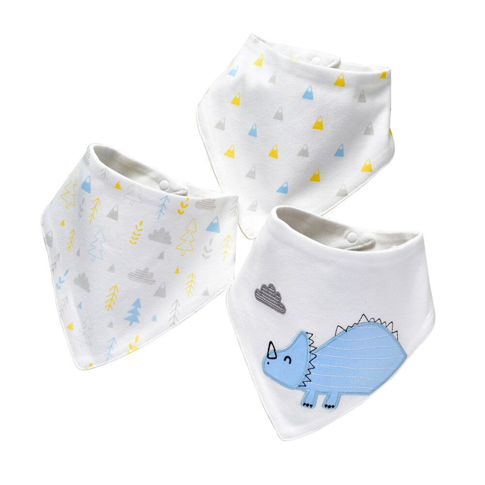 3 Stks/set Insular Katoenen Baby Slabbetjes Voeden Kiel Infant Burp Doeken Cartoon Speeksel Handdoek Baby Eten Accessoire Zachte Baby Stuff: Dinosaur