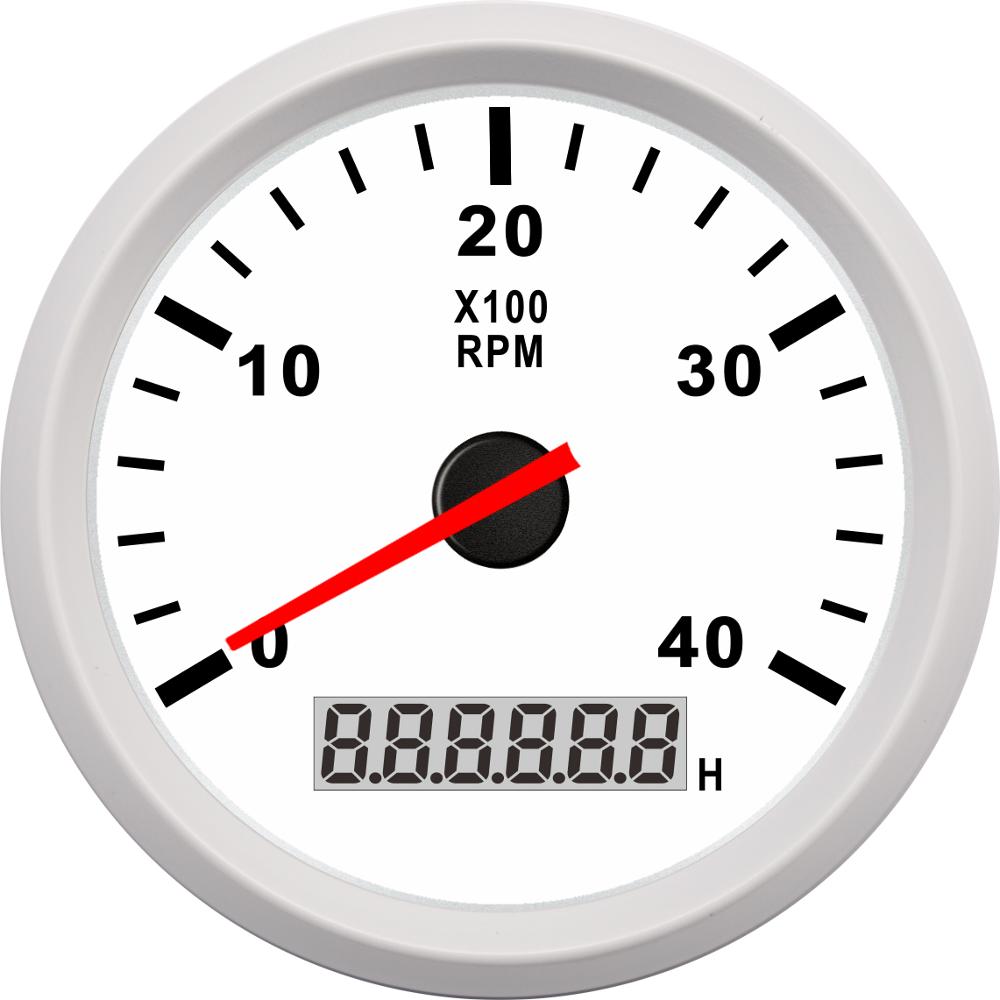 4K Boat Tachometer Marine Tacho Meter Gauge LCD Hourmeter 12V/24V 4000 RPM 85mm Boat Tachometer Gauge Tacho Meter Waterproof: 901-20002