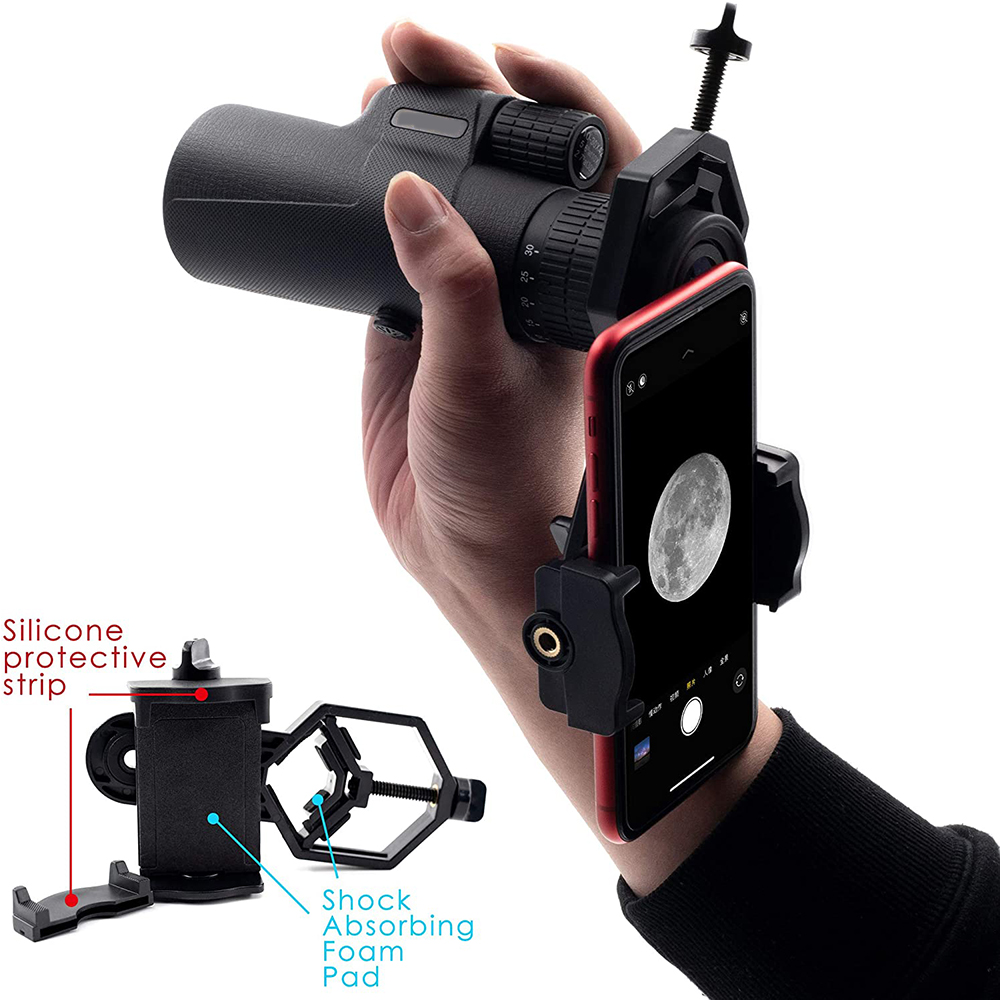 EYSDON Adaptador de fotografía universal para teléfono inteligente Soporte de plástico ajustable de 22-45 mm para telescopio, binoculares, monocular, microscopio