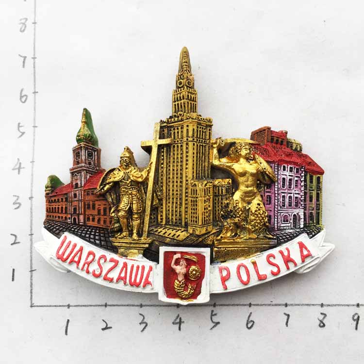 Imanes de nevera con sabor de Polonia, artesanías de recuerdos turísticos, imán de nevera, artículos de decoración artesanales: Rojo