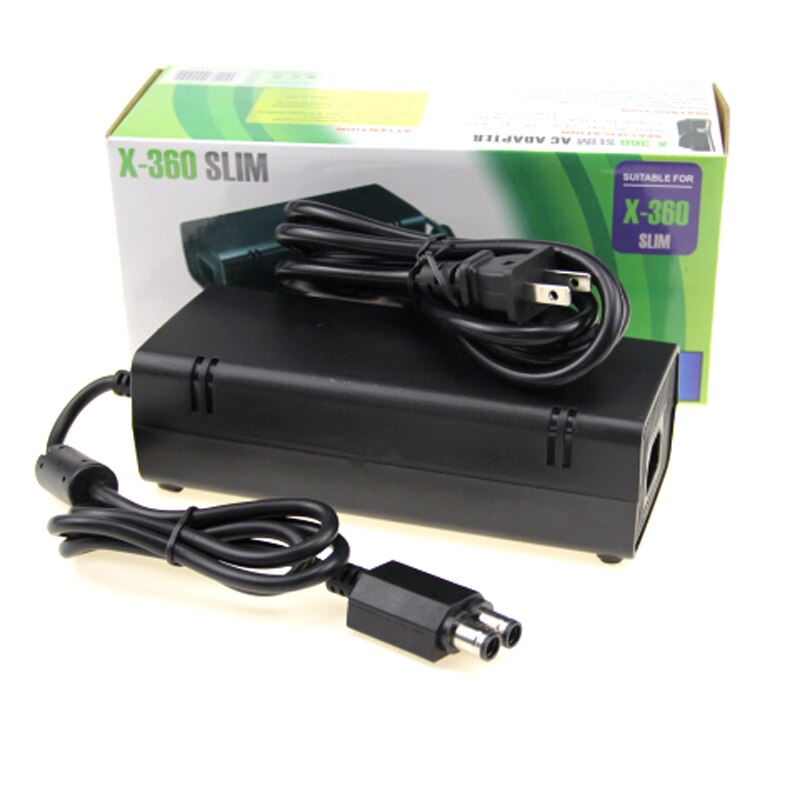 Us plug ac adapter strömförsörjning laddare kabel sladd tegel för xbox 360 slim xbox 360 slim ac adapter konsol med eu kontakt optiona
