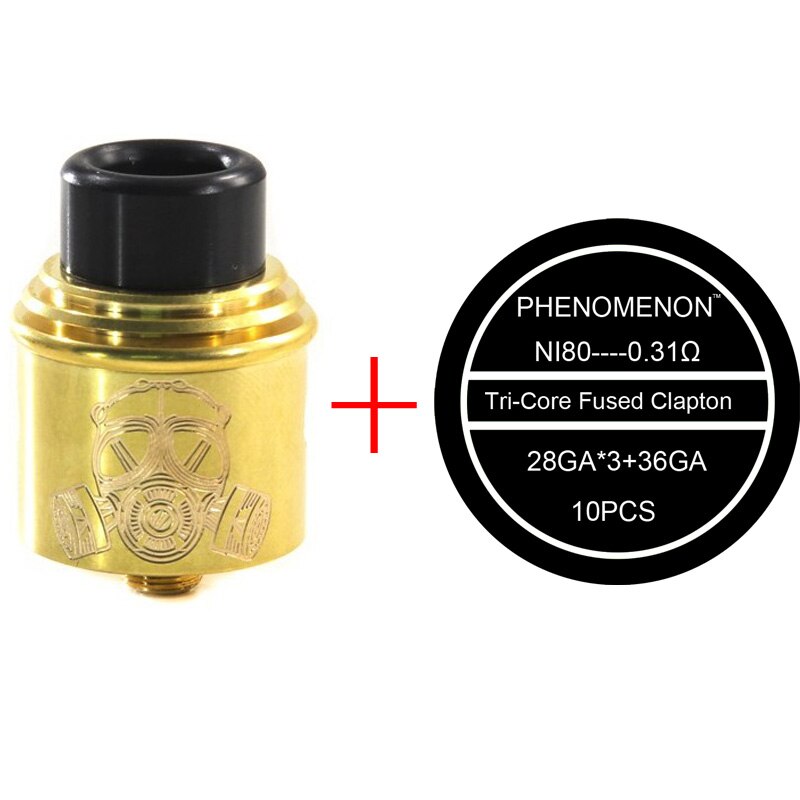 Apocalypse RDA 24mm Rebuildable Dripping Atomizer with BF PIN Atomizador for Squonk Mod Apocalypse GEN 2 RDA: gold with Tri core