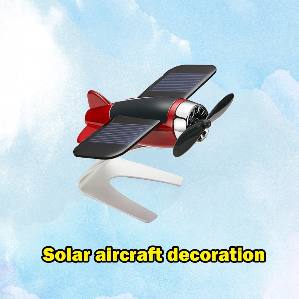 car Decor Airplane Model Non-slip Mat Solar Energy Rotate Aircraft Dashboard Solar Powered Decorative Airplane #py10