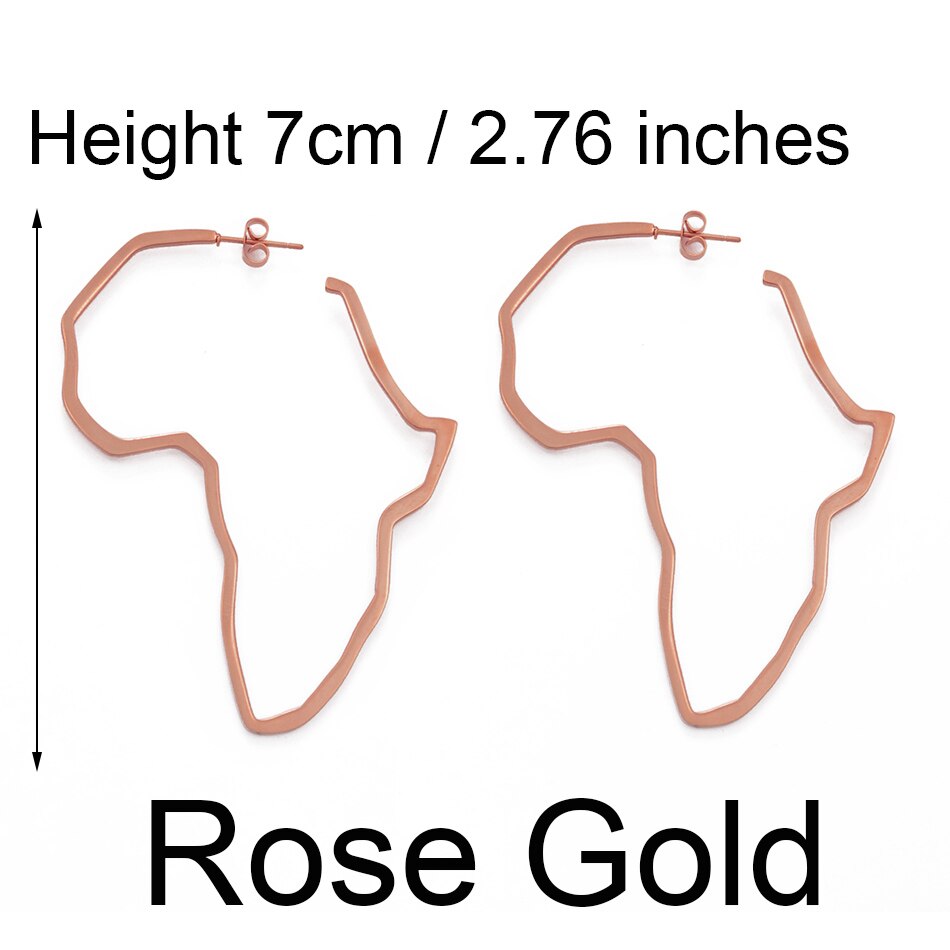 Anniyo Afrikaanse Kaart Grote Oorbellen Overdrijven Groter Oorbel Afrika Ornamenten Traditionele Etnische Hyperbole Christmas #103721: 7cm Rose Gold