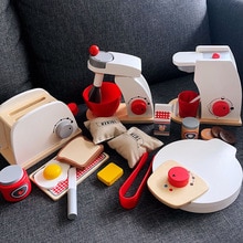 Kids Wooden Pretend Play Sets Pretend Toasters Bread Maker coffee machine game children's toy mixer Kitchen Educational toy