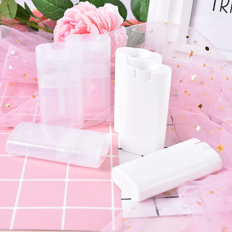 10 Stks/partij Draagbare Deodorant Containers Clear Witte Lippenstift Lip Buis Plastic Lege Diy Ovale Lippenbalsem Buizen