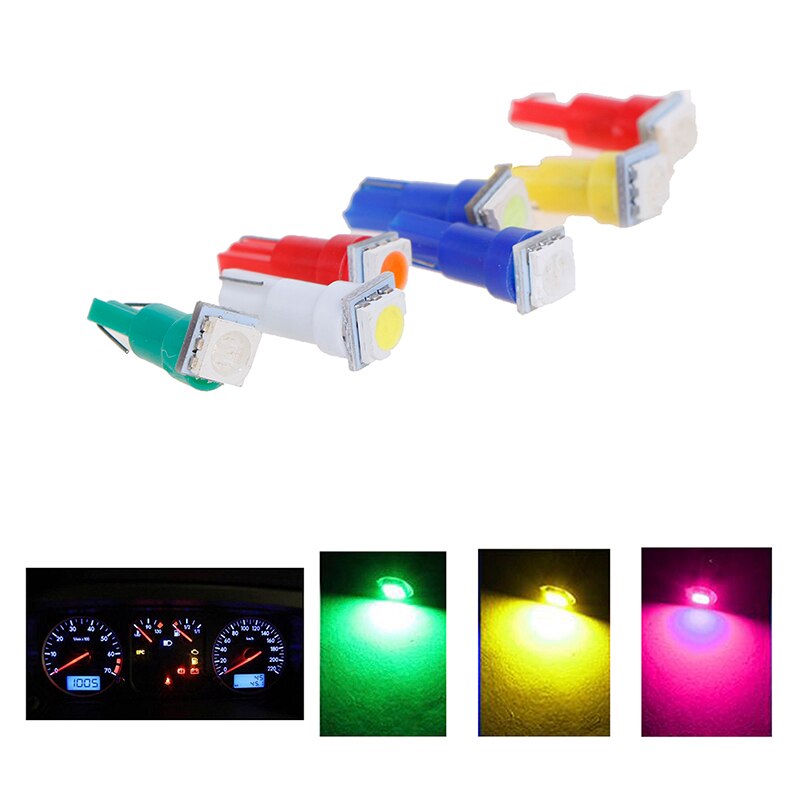 Bombillas de luz LED para salpicadero de coche, lámpara de calibre de 12V CC, T5 5050, 10 piezas