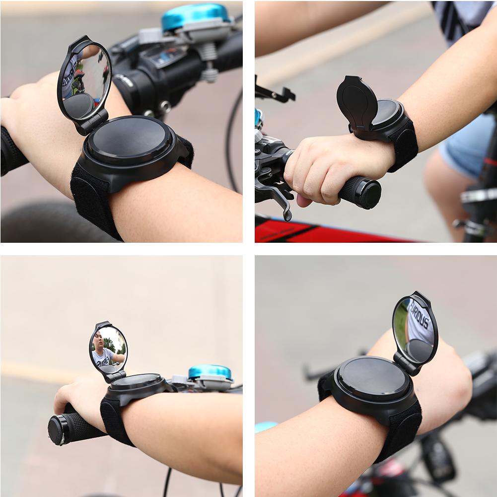 Mountain Bike Wrist Reflector Wrist Strap Rear View Mirror 360 Degree Rotating Mirror Bicycle Wrist Strap Rearview Cycling Tool