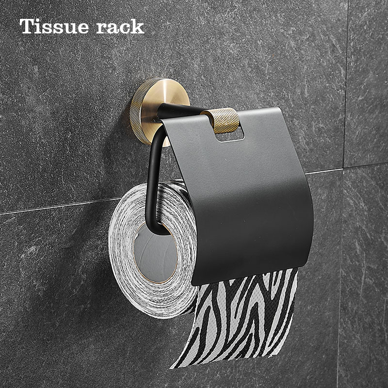 Stainless Steel Bathroom Hardware Set Bathroom Accessories Black Towel Rail Bar Rack Gold Towel Bar Shelf Towel Holder: napkin holder